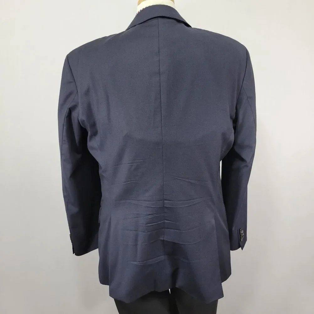 Hugo Boss Men's Sport Coat Blazer Two Button Navy Blue Guabello 120s Wool Sz 48R